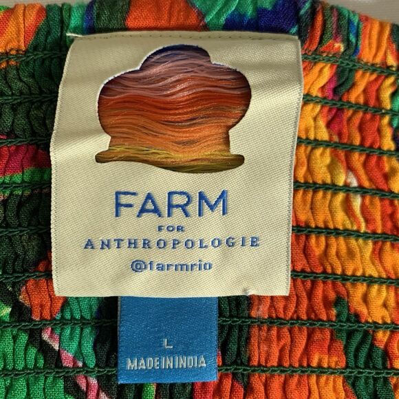 Farm Rio Anthropologie Cover-up Maxi Dress L Green Tassel Tropical Resort Beach - Picture 7 of 15